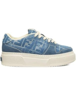 Fendi Ff Jacquard Platform Sneakers - Blu