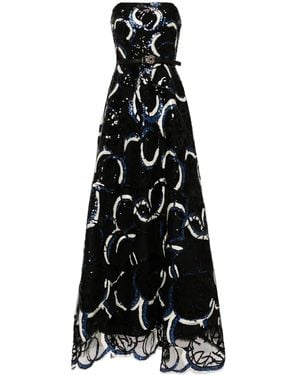 Elie Saab Embroidered Strapless Gown - Black
