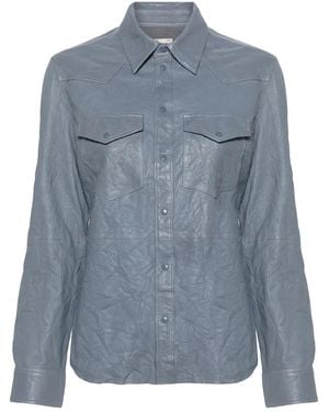 Zadig & Voltaire Thelma Crinkled Leather Shirt - Blue