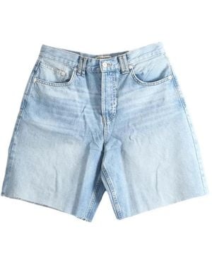 Free People Montana Raw-Edge Denim Shorts - Blue