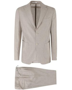 Eleventy Drawstring-Waist Notched-Lapel Suit - Grey