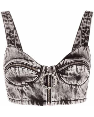 Alessandra Rich Top Denim - Grigio