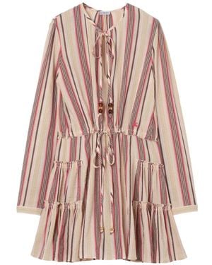 Burberry Striped Cotton Voile Dress - Pink
