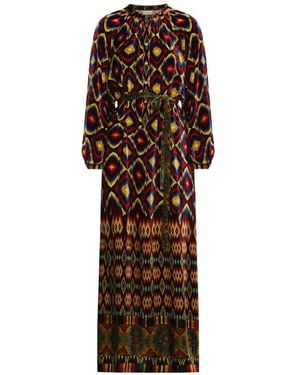 Pierre Louis Mascia Kanada Geometric-Print Maxi Dress - Brown
