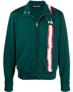 Palm Angels Stripe Detail Logo Track Jacket - Green