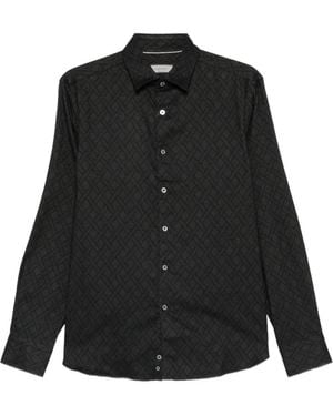 Canali Long-Sleeve Patterned Shirt - Black