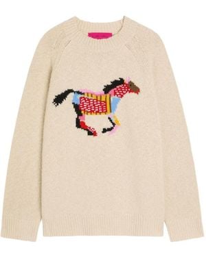 The Elder Statesman Jersey Glacier Horse De Punto De Intarsia - Blanco
