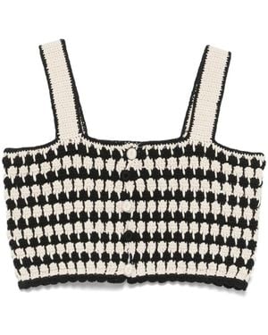 GIUSEPPE DI MORABITO Crochet-Knit Top - Black