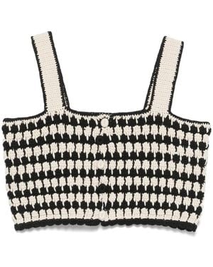 GIUSEPPE DI MORABITO Crochet-Knit Top - Black