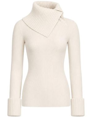 Sportmax Asymmetric-Collar Wool Jumper - White