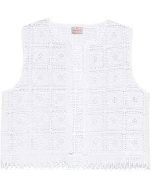 Marella Tenente Crochet Fringed Knitted Gilet - White