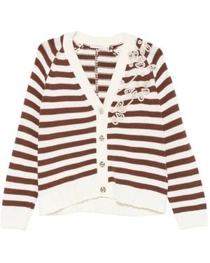 Liu Jo Striped Embellished Cardigan - White
