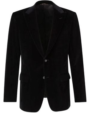 Canali Velvet Peak-Lapel Jacket - Black