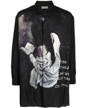 Yohji Yamamoto Graphic-Print Long-Sleeve Shirt - Black
