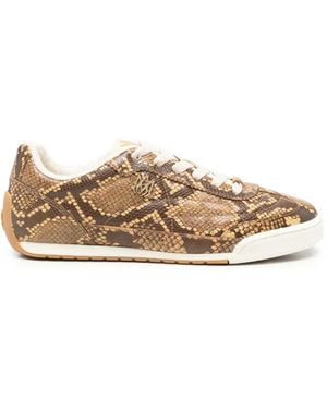 Amiri Coastline Python-Effect Sneakers - Brown