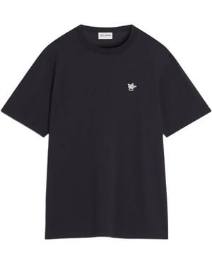 Maison Kitsuné Barista Fox Katoenen T-Shirt Met Patch - Blauw