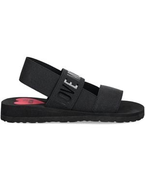 Love Moschino Logo-Print Sandals - Black