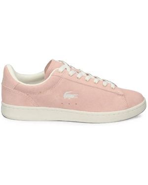 Lacoste Logo-Embroidered Suede Sneakers - Pink