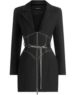 Manière De Voir Corset Blazer Dress With Chain - Black