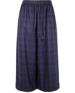 Daniela Gregis Tartan Cropped Trousers - Blue
