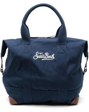 Mc2 Saint Barth Borsone Con Logo Ricamato - Blu