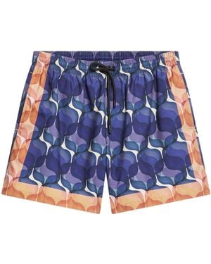 Dries Van Noten ジオメトリックプリント トランクス水着 - ブルー