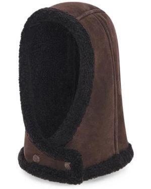Yves Salomon Curly Merino Shearling-Trim Hooded Hat - Black