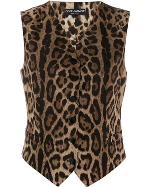 Dolce & Gabbana Leopard Print Waistcoat - Brown