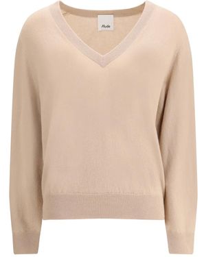 Allude Vネック カシミアセーター - ナチュラル