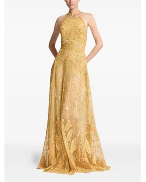 Elie Saab Beaded Halter-Neck Dress - Metallic