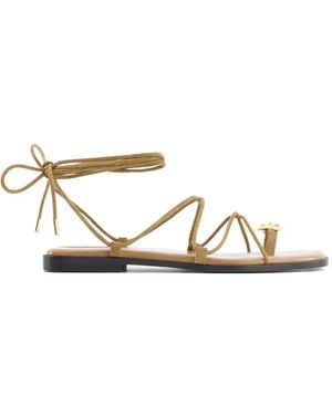 NODALETO Bulla Isla Applique Lace Up Sandals - White