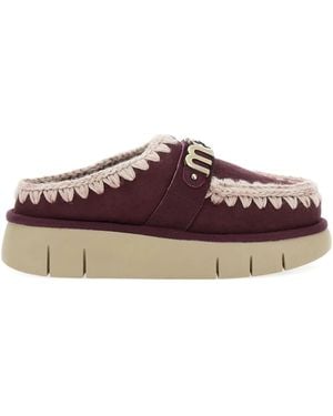 Mou Crochet-Detail Platform Mules - Brown
