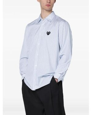 COMME DES GARÇONS PLAY Striped Logo-Patch Shirt - Blue