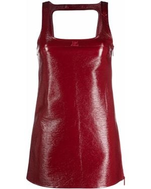 Courreges Sleeveless Vinyl Mini Dress - Red
