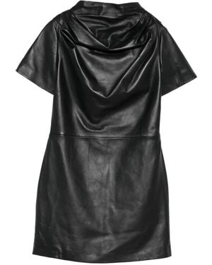 GIUSEPPE DI MORABITO Draped Leather Mini Dress - Black