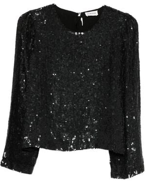 P.A.R.O.S.H. Sequin-Embellished Bow-Detail Blouse - Black
