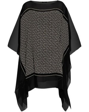 Balmain Geometric-Print Beach Dress - Black
