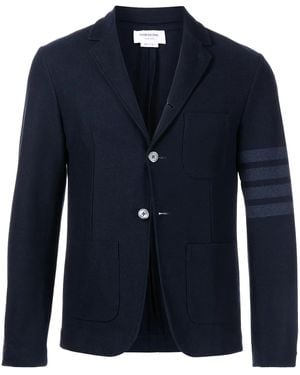 Thom Browne Blazer Monopetto Con Dettaglio A Righe - Blu