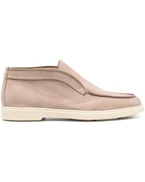 Santoni Pebbled Suede Loafers - Pink