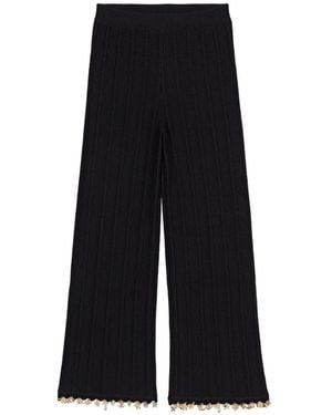 Maje Scalloped Embellished Pants - Black