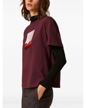 Twinset Regular Crewneck T-Shirt With Print - Red