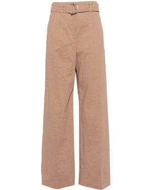 BOSS Belted Linen-Blend Pants - Natural