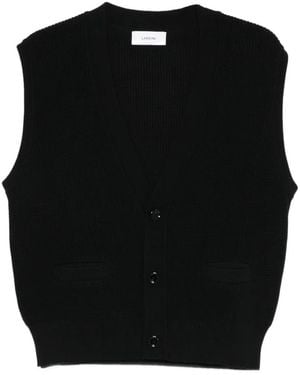 Lardini Mouwloos Vest Met V-Hals En Knopen - Zwart