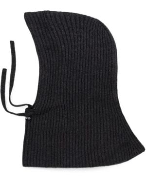 Pinko Ribbed-Knit Drawstring Balaclava - Black