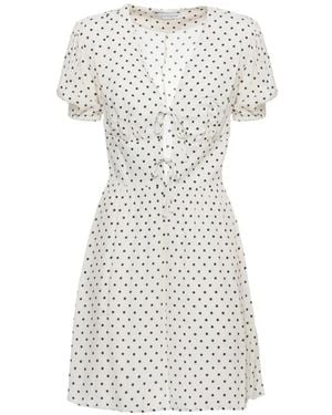 Mar De Margaritas Polka-Dot Tie-Front Dress - White