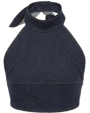 Monse Bow-Tie Halter Bustier - Blue