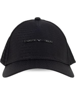 Emporio Armani Logo-Plaque Baseball Cap - Black