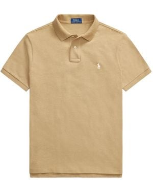 Polo Ralph Lauren Pique-Knit Logo-Embroidered Polo Shirt - Natural