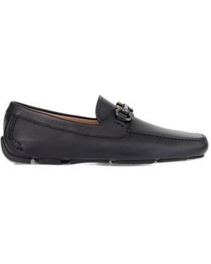 Ferragamo Gancini Ornament Driver Loafers - White
