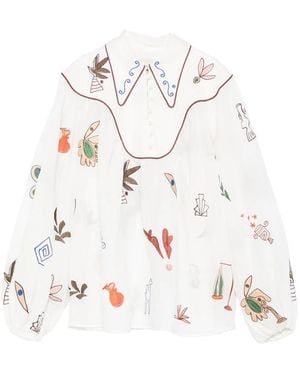 ALÉMAIS Blusa Mina Con Stampa - Bianco
